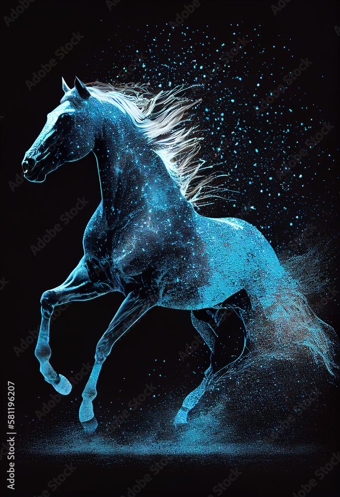 silhouette of a horse galloping, generative ai silhouette of a horse galloping, generative ai