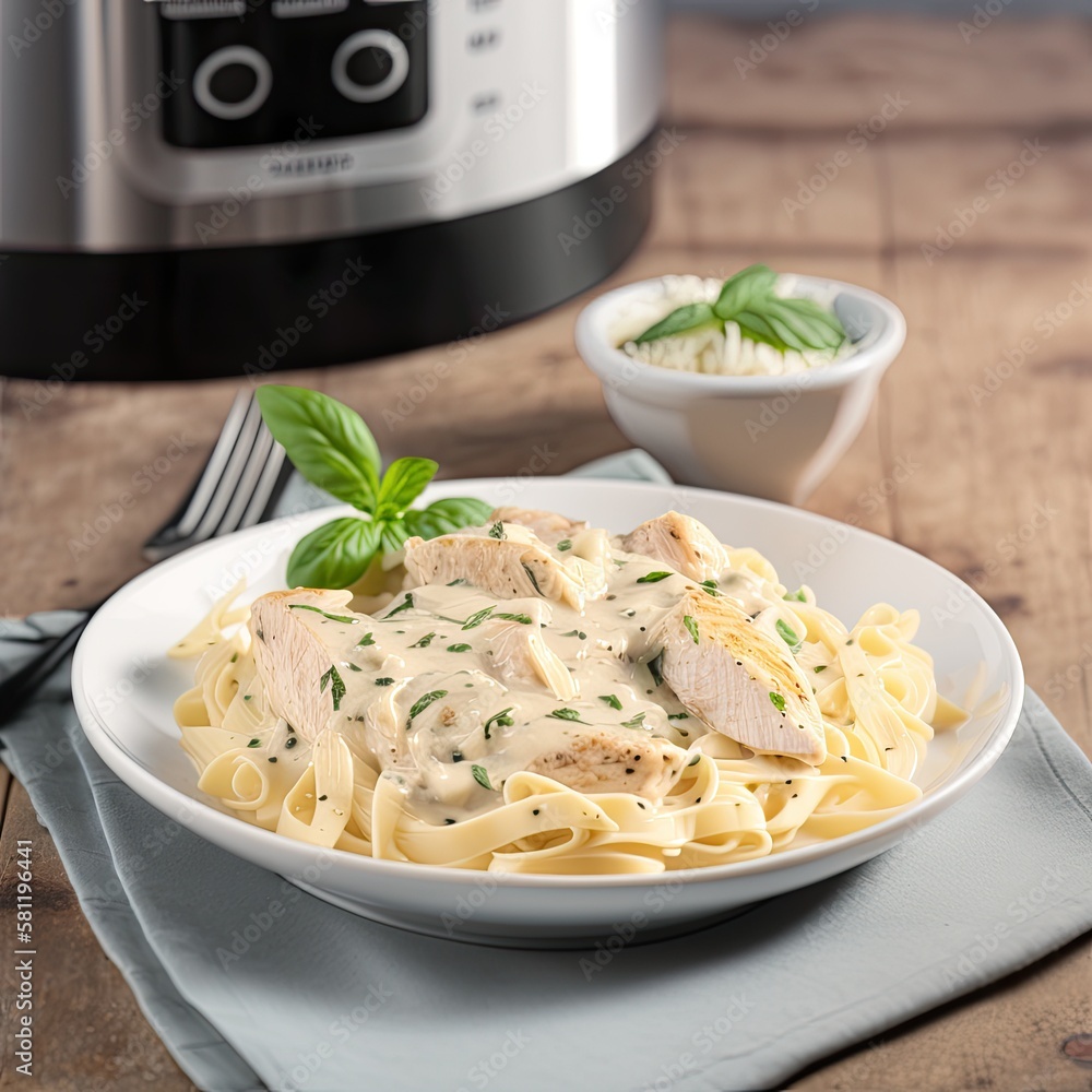 Deliciously Crispy Air Fryer Chicken Alfredo Served in a Plate A