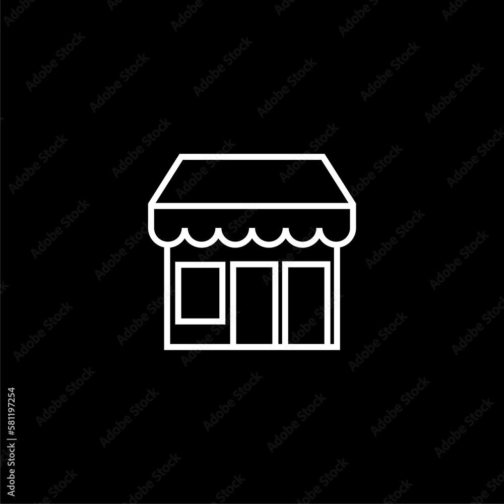 Shopping building sign icon isolated on black background Shopping building sign icon isolated on black background