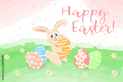 Easter rabbit, easter Bunny. Vector illustration.
