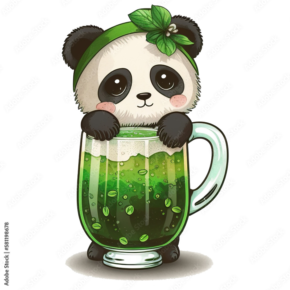 Cute Panda beer green Cute Panda beer green