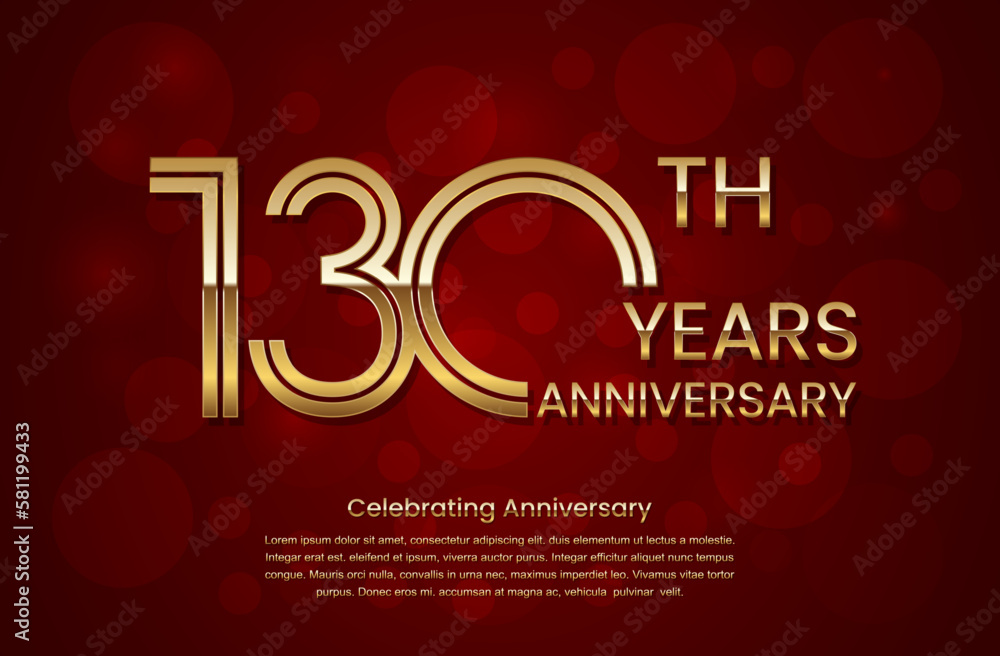 130th Anniversary. Anniversary logo design with double line concept. Golden anniversary template. Logo Vector Template 130th Anniversary. Anniversary logo design with double line concept. Golden anniversary template. Logo Vector Template
