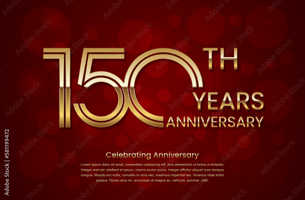 150th Anniversary. Anniversary logo design with double line concept