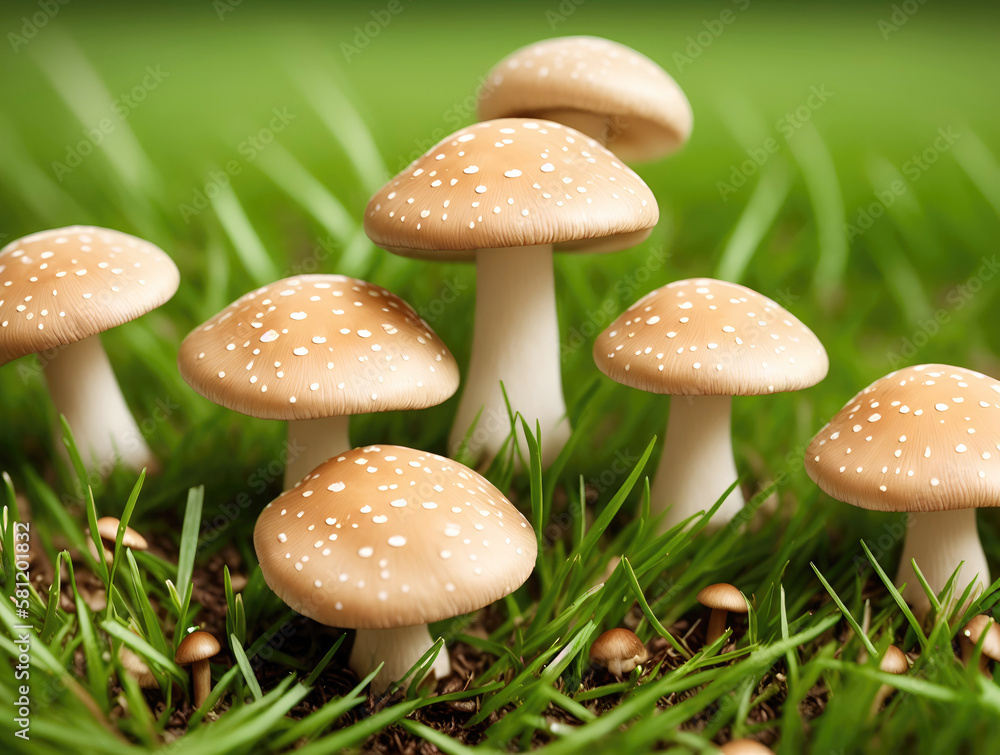 mushrooms in the grass