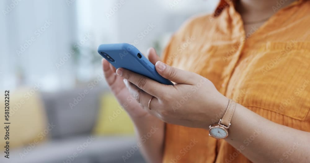 Woman, hands and scroll on smartphone, communication with technology, search internet and social media app. Email, notification and browsing, female using phone with online research and contact Woman, hands and scroll on smartphone, communication with technology, search internet and social media app. Email, notification and browsing, female using phone with online research and contact