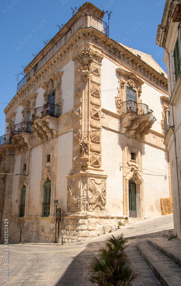 Baroque style facade of Beneventano palace