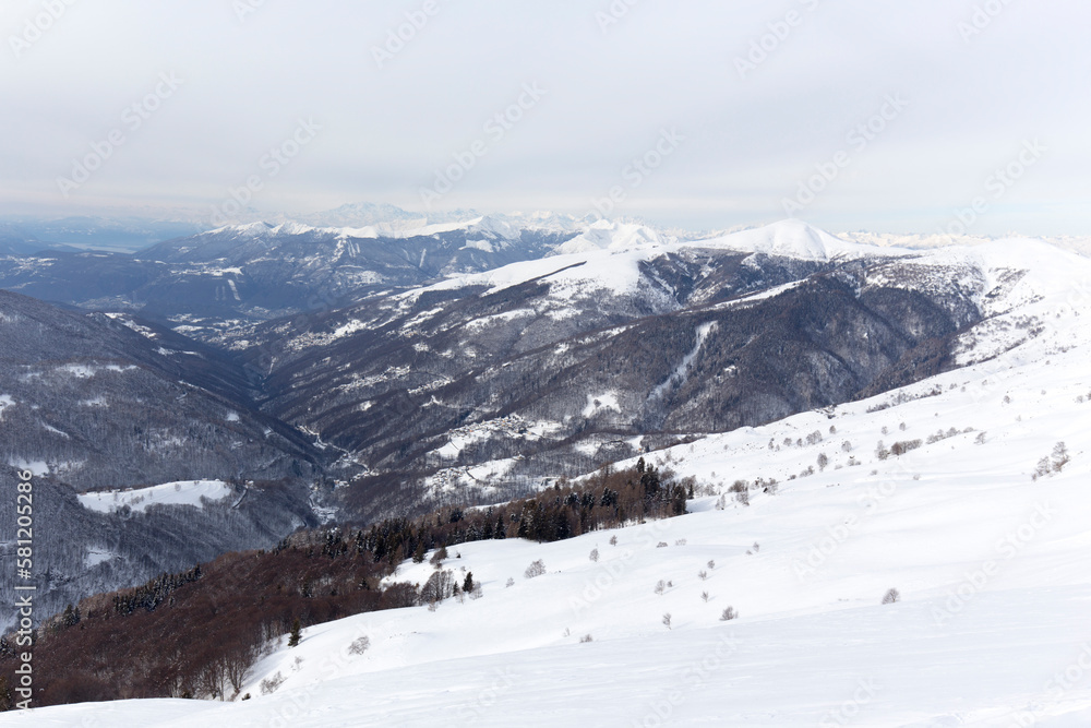 View of mountain with snow in Lombardy