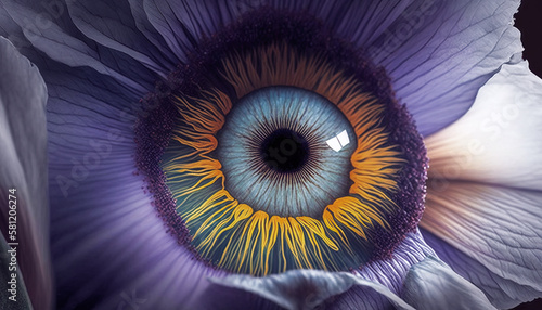 flower with an eye. Generative AI 