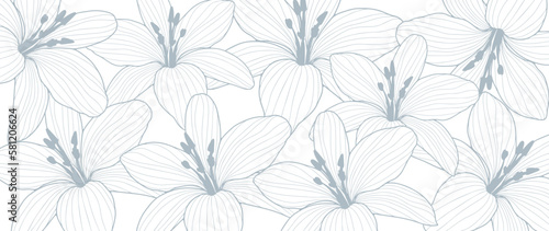 Vector floral background in pastel shades with delicate lilies for decor, covers, wallpapers