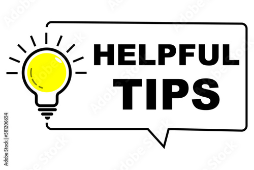 Helpful Tips icon and Light bulb with sparkle rays shine. Idea sign thinking solution. Idea lamp tooltip trivia. Great idea badge. helpful advice tricks suggestion knowledge and study concept.