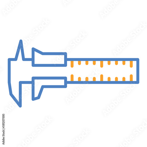 Vernier Caliper Blue & Orange Line Icon