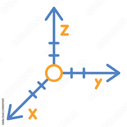 Coordinate Axis Blue & Orange Line Icon