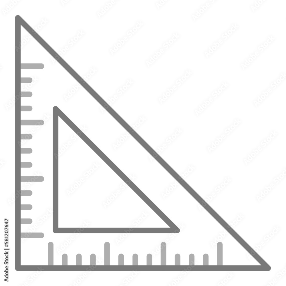 Triangular Ruler Greyscale Line Icon