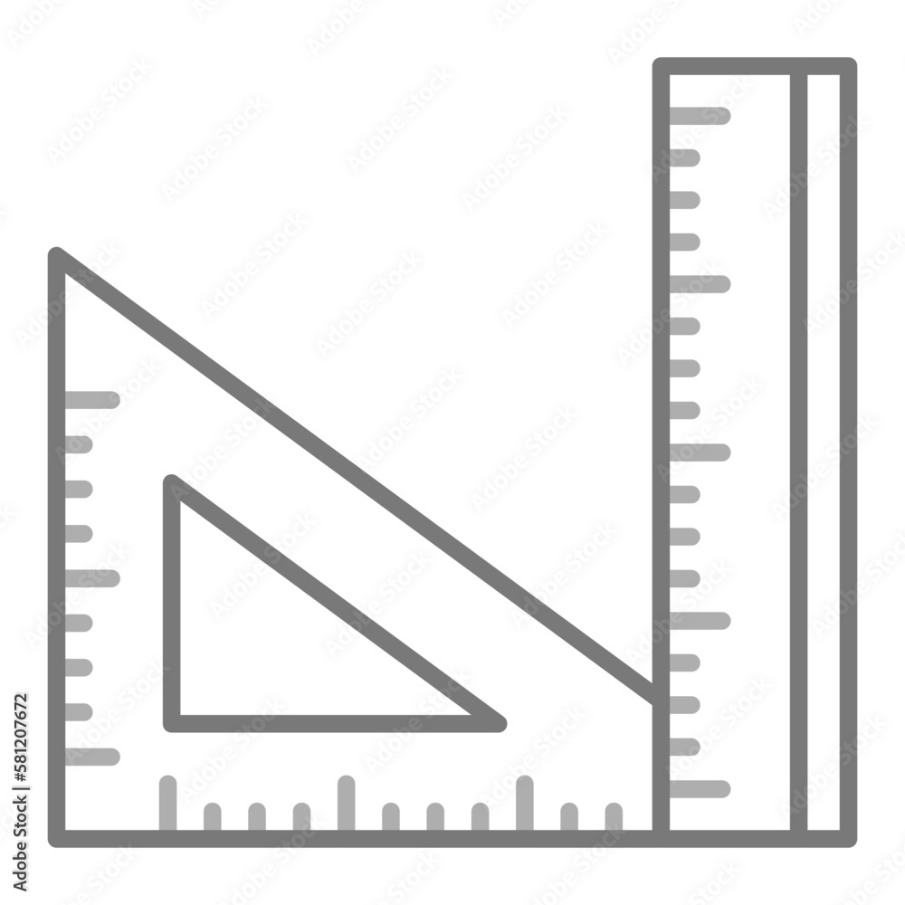 Set Square Greyscale Line Icon