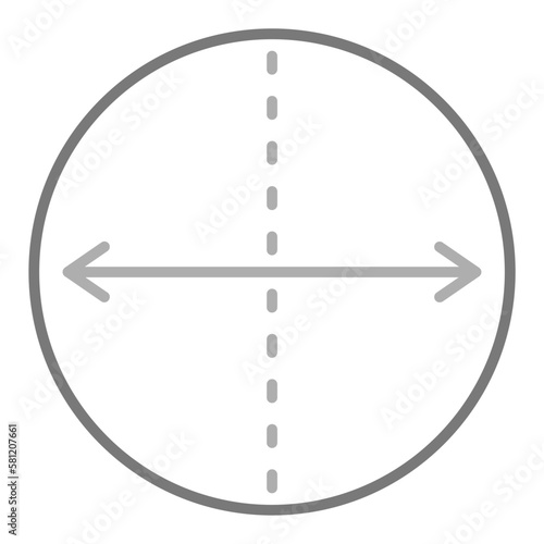 Diameter Greyscale Line Icon