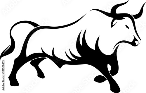 bull logo silhouette  black solid  on transparent background