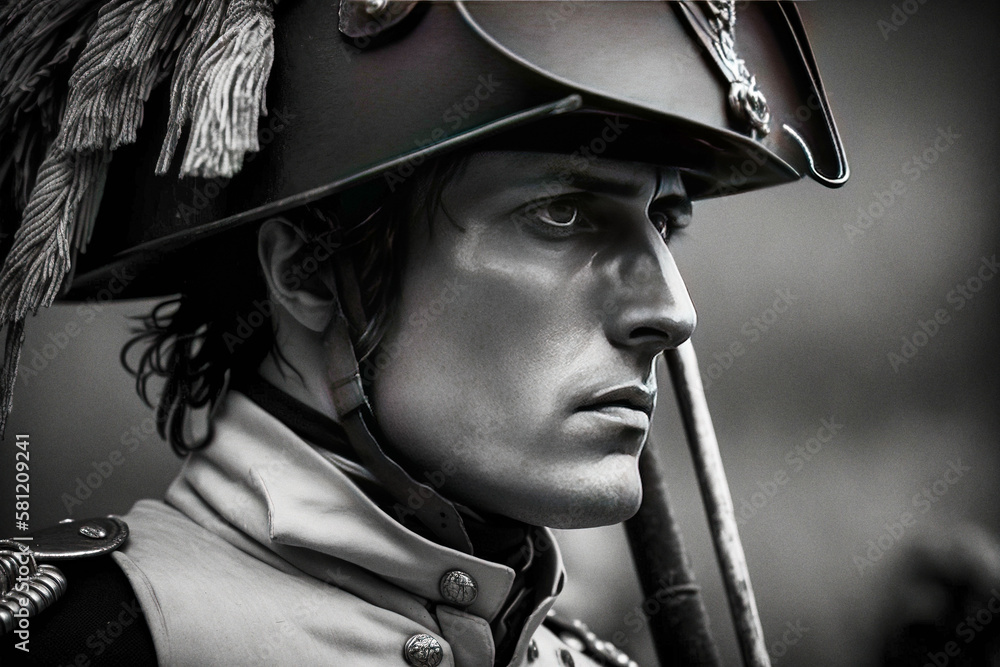 A black and white portrait of Napoleon - generative ai - obrazy, fototapety, plakaty 