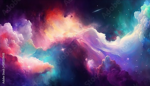 Wallpaper Mural Colorful pastel watercolor space background Generative AI Torontodigital.ca