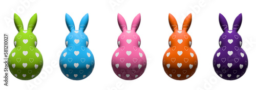 easter rabbit 3d figures easter bunny hare decorated isolated on white background
