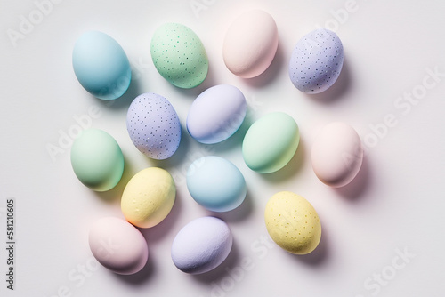 flat lay of eggs on pastel background