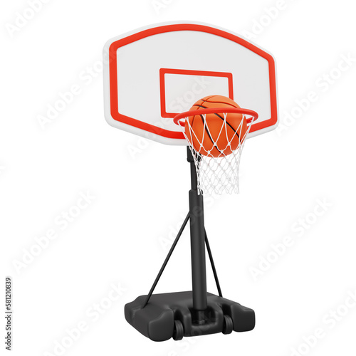 basketball hoop and ball isolated. 3d illustration PNG file