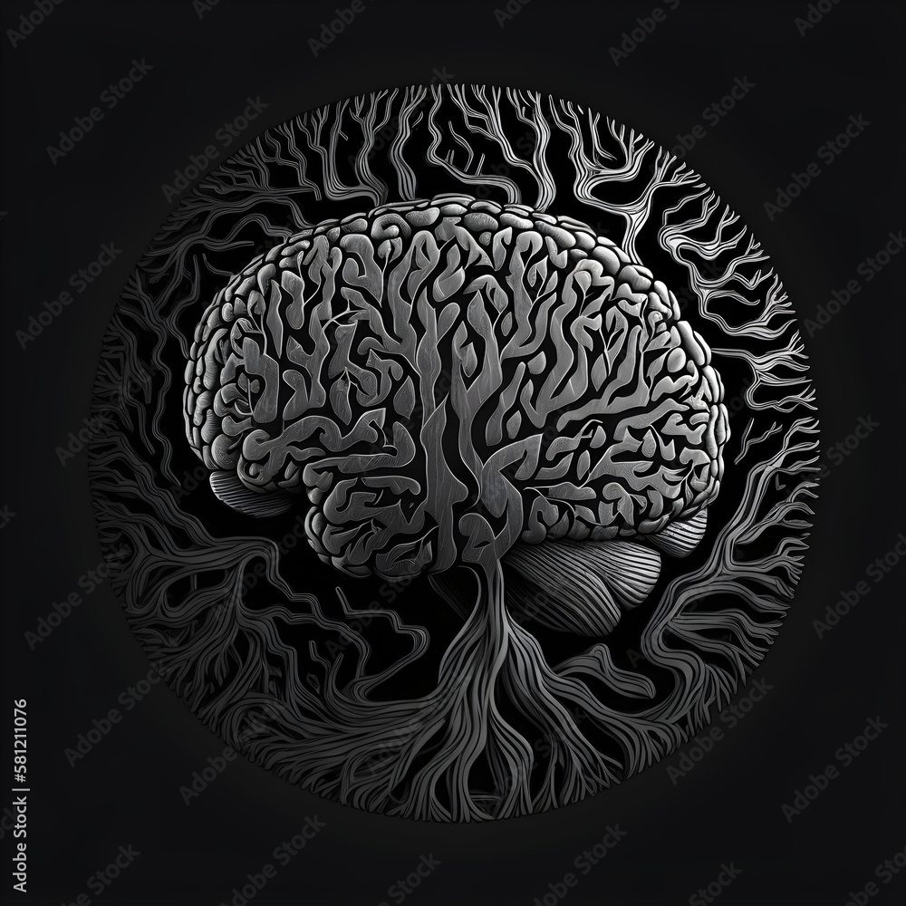 round logo with the brain in and silver on a black background
round logo with the brain in and silver on a black background