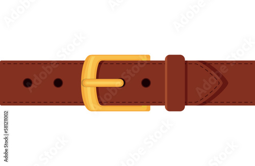 Brown belt with buttoned buckles isolated on white background. Clothing elements stylish accessories. Vector illustration of straps brown in cartoon flat style.