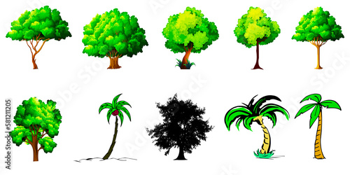 collection of trees  set trees icons  tree icon set  colorful icons
