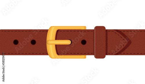 Brown belt with buttoned buckles isolated on white background. Clothing elements stylish accessories. Vector illustration of straps brown in cartoon flat style.