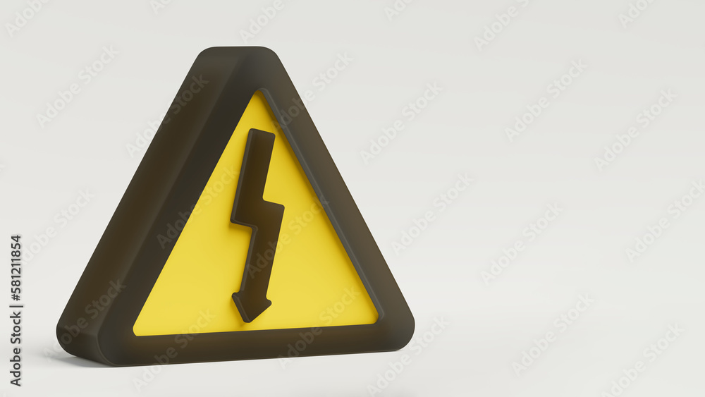 electrical hazard sign, isometric view, white background, safety, prevention, 3d illustration, horizontal electrical hazard sign, isometric view, white background, safety, prevention, 3d illustration, horizontal