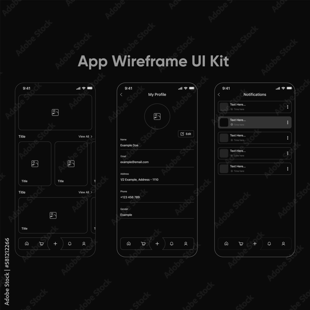 App wireframe UI kit
