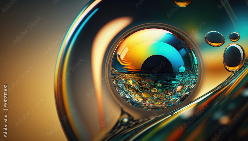 Abstract Oil and Water Lens Illustration Generative AI Abstract Oil and Water Lens Illustration Generative AI