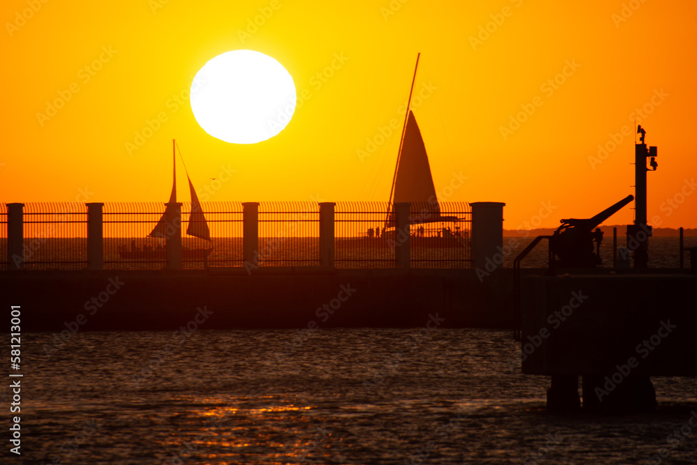 Beautiful sunset in the port of Key West in the far south of Florida