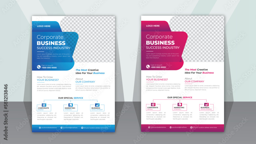 different colors Modern and Creative business flyer template.