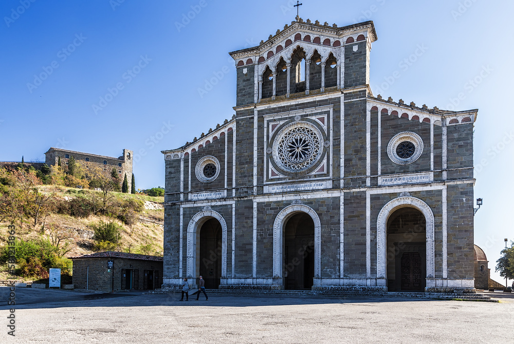 Fototapeta premium Cortona, Italy. Basilica of Santa Margherita - neo-Gothic Roman Catholic church
