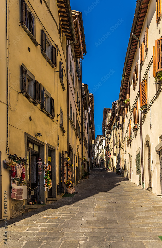 Cortona, Italy. Picturesque street of the medieval city