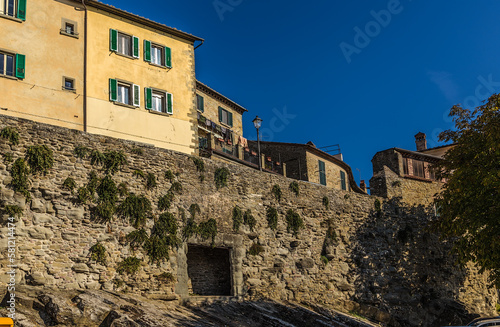 Cortona, Italy. Buildings outside the ancient city wall