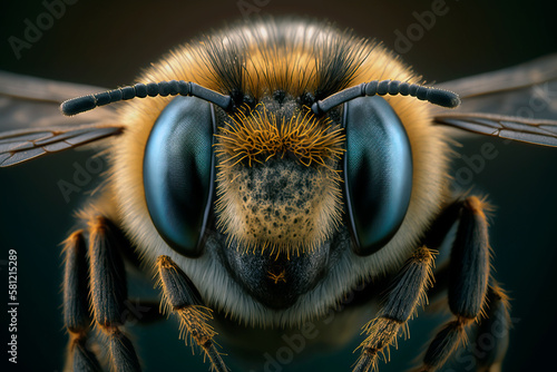 Bee macro portrait. Amazing super detailed nature photography. Ai generated art