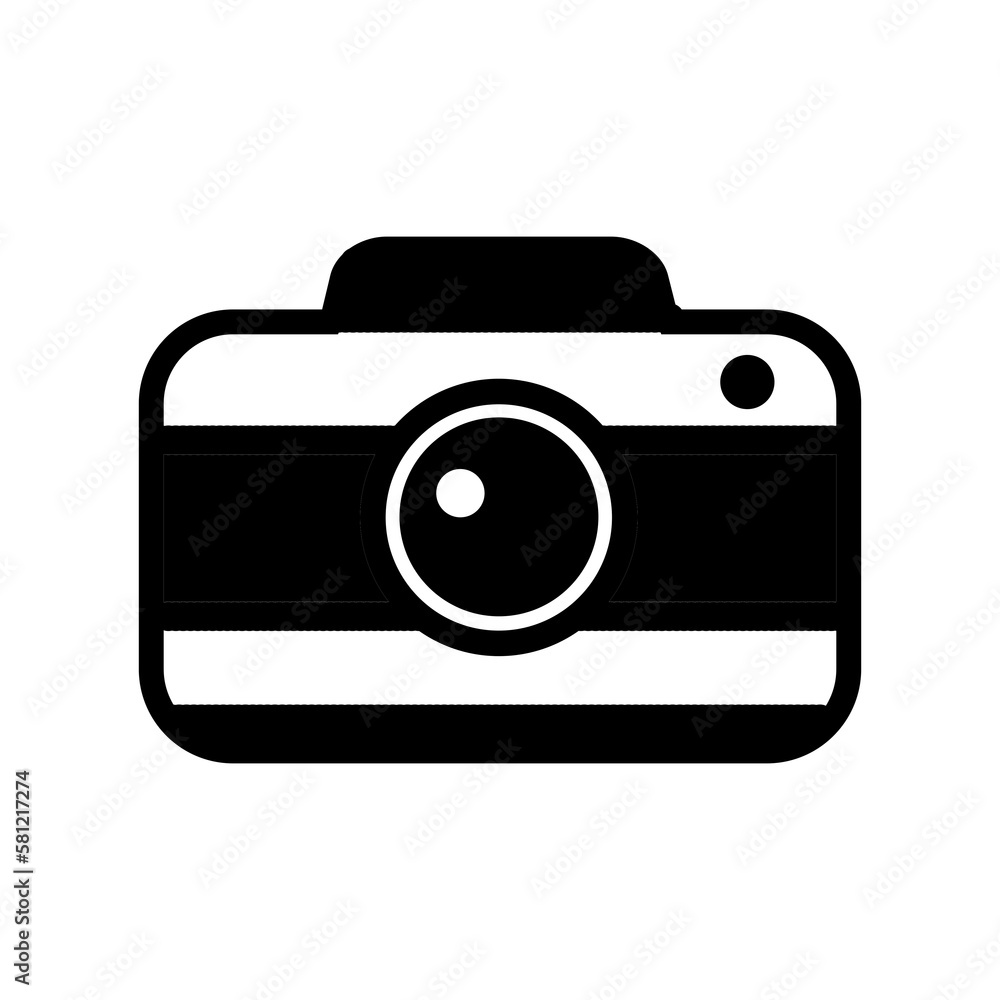 Photo camera icon isolated on white background. Black pictogram. Tech illustration in trendy flat style for app, web, UI, logo Photo camera icon isolated on white background. Black pictogram. Tech illustration in trendy flat style for app, web, UI, logo