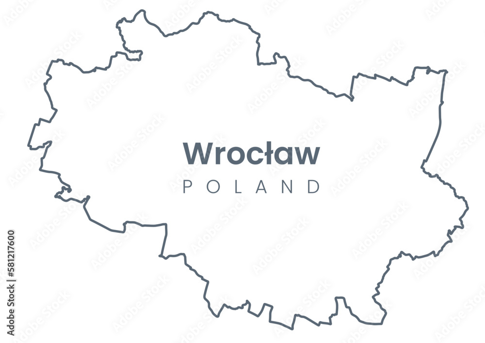 Urban Wroclaw map. Map of Wroclaw, Poland borders. Light stroke version. Urban Wroclaw map. Map of Wroclaw, Poland borders. Light stroke version.