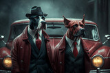 Mob dogs in suits fantasy illutration