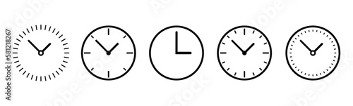Clock icon set. Time clock icons collection. Vector 10 eps.