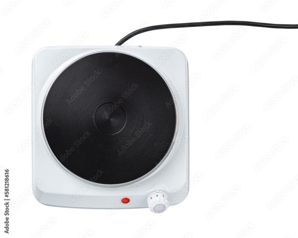 Single burner portable cooktop cutout. Hot plate for cooking isolated