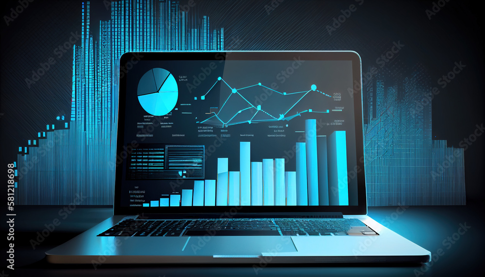 Digital image of background with charts and graphs, blending with ...