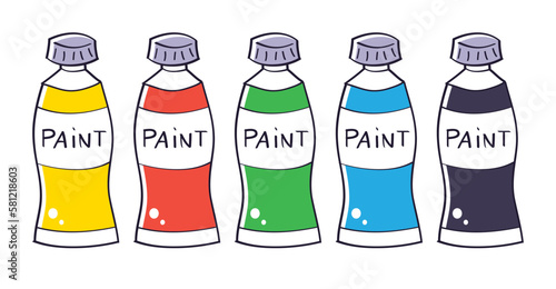 Art paint tube colors set isolated vector illustration. Oil, acrylic or watercolor painting.