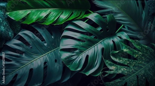 Wallpaper Mural Tropical green leaves Torontodigital.ca