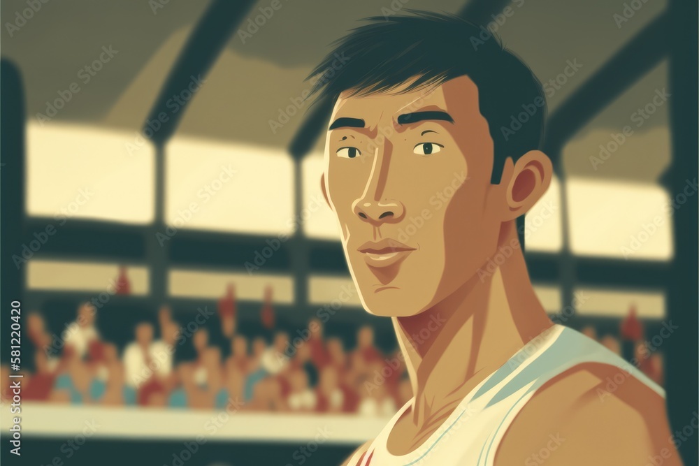 Illustrations of cartoonish diverse Athletes, inside a stadium - Created with generative ai Technology
