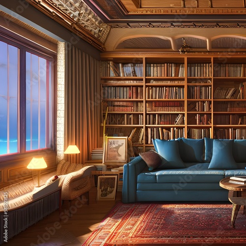 This room is cozy and intimate, with a built-in bookshelf and a snug armchair2, Generative AI