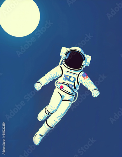 astronaut in spacesuit floating in space night background new quality universal joyful colorful stock image universe illustration wallpaper design, Generative AI