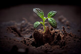 Leaf growth, plant development new life outdoors ,generative AI